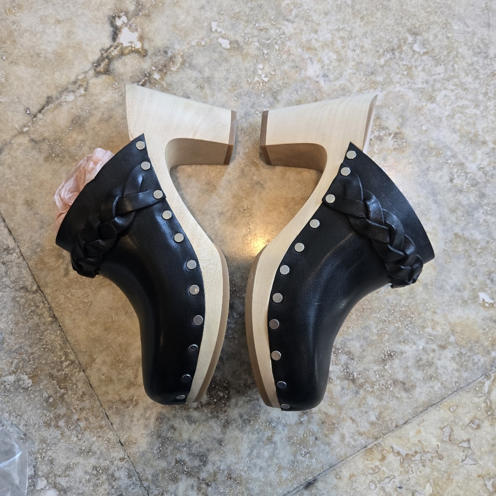 Loeffler Randall Merrill Braided Leather Heeled Clog Size 5 35